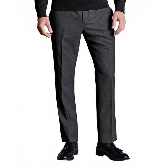 NEW CHARLES TYRWHITT natural stretch twill suit pants in charcoal